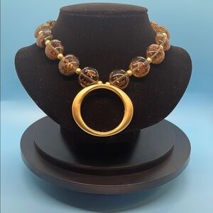 COPY - #40. Chico’s Elegant Gold and Brown Beaded Necklace
